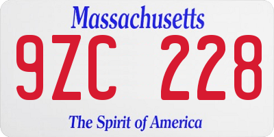 MA license plate 9ZC228
