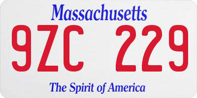 MA license plate 9ZC229