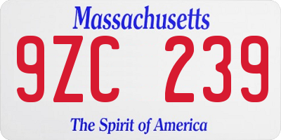 MA license plate 9ZC239