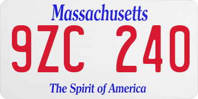 MA license plate 9ZC240