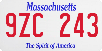 MA license plate 9ZC243