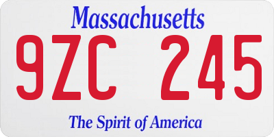 MA license plate 9ZC245