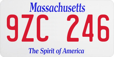 MA license plate 9ZC246