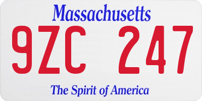 MA license plate 9ZC247