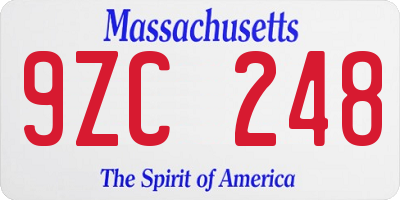 MA license plate 9ZC248