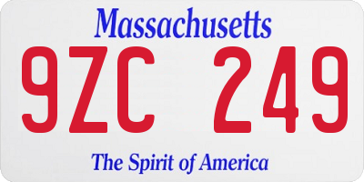 MA license plate 9ZC249