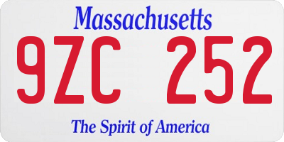 MA license plate 9ZC252
