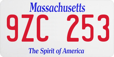 MA license plate 9ZC253