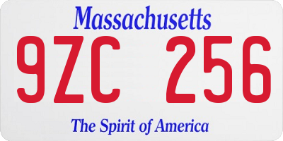 MA license plate 9ZC256