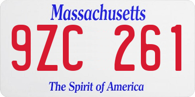 MA license plate 9ZC261
