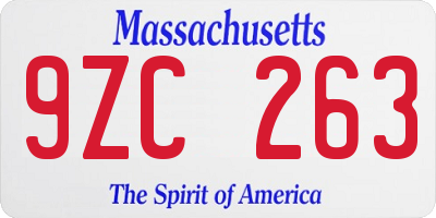 MA license plate 9ZC263