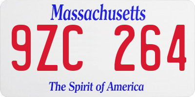 MA license plate 9ZC264