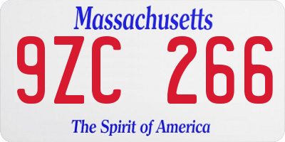 MA license plate 9ZC266