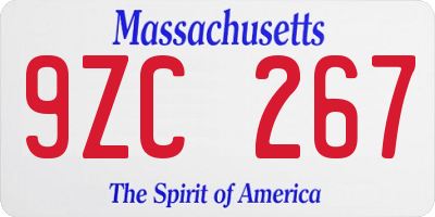MA license plate 9ZC267