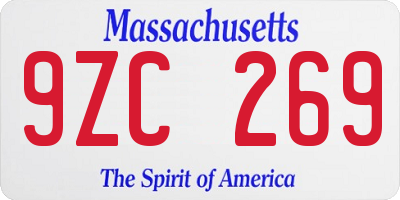 MA license plate 9ZC269