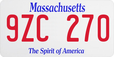 MA license plate 9ZC270