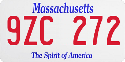 MA license plate 9ZC272