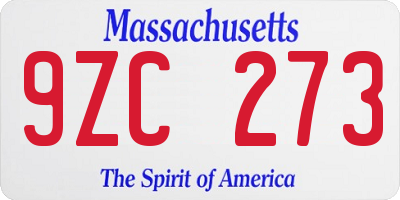 MA license plate 9ZC273