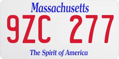 MA license plate 9ZC277