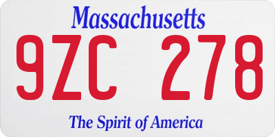 MA license plate 9ZC278