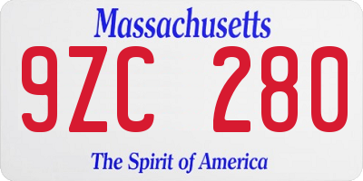 MA license plate 9ZC280