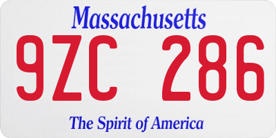 MA license plate 9ZC286