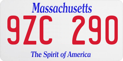 MA license plate 9ZC290