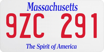 MA license plate 9ZC291