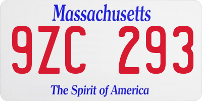 MA license plate 9ZC293
