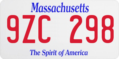 MA license plate 9ZC298