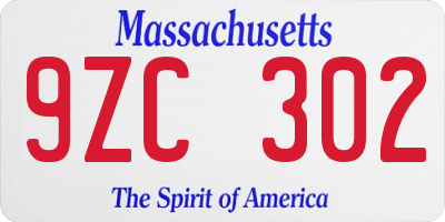 MA license plate 9ZC302