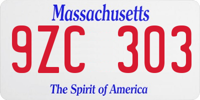 MA license plate 9ZC303