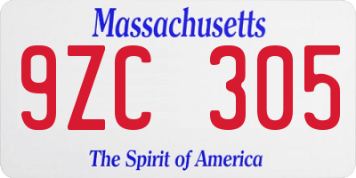 MA license plate 9ZC305