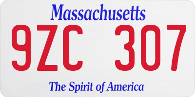 MA license plate 9ZC307