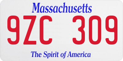 MA license plate 9ZC309
