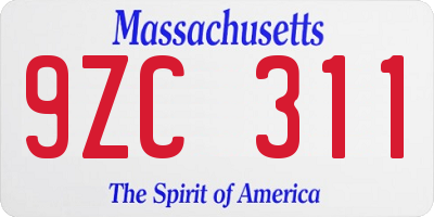 MA license plate 9ZC311