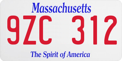 MA license plate 9ZC312