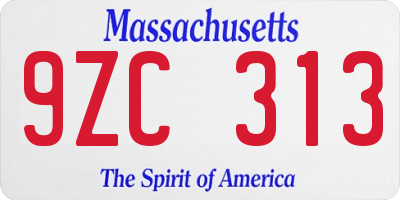 MA license plate 9ZC313
