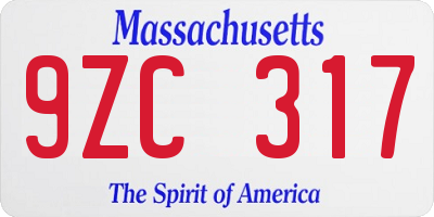 MA license plate 9ZC317