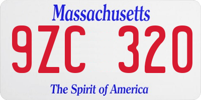 MA license plate 9ZC320