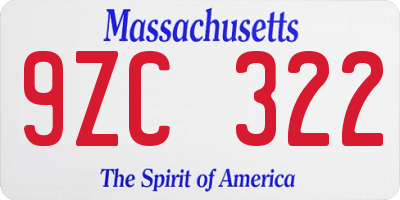 MA license plate 9ZC322