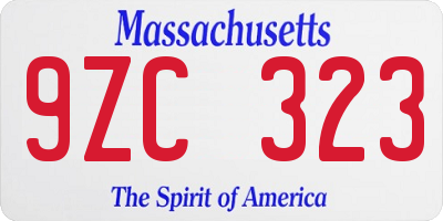 MA license plate 9ZC323