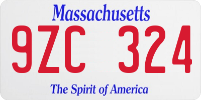 MA license plate 9ZC324
