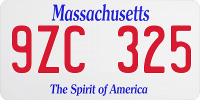 MA license plate 9ZC325