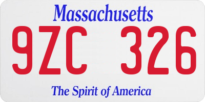 MA license plate 9ZC326