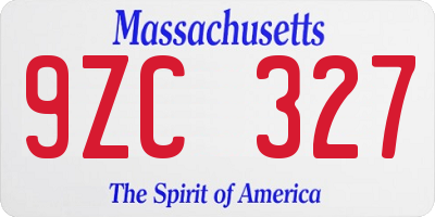 MA license plate 9ZC327