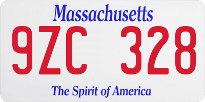 MA license plate 9ZC328