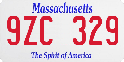 MA license plate 9ZC329