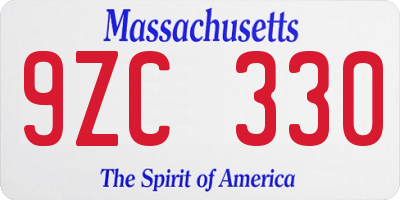 MA license plate 9ZC330