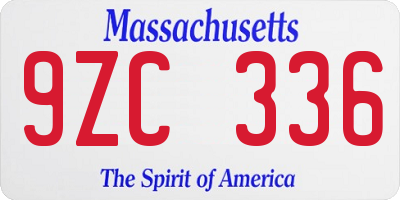 MA license plate 9ZC336